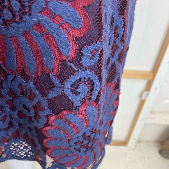 J.Crew Elegant Blue and Red Lace Dress blue background red & blue lace overlay - Picture 5 of 10